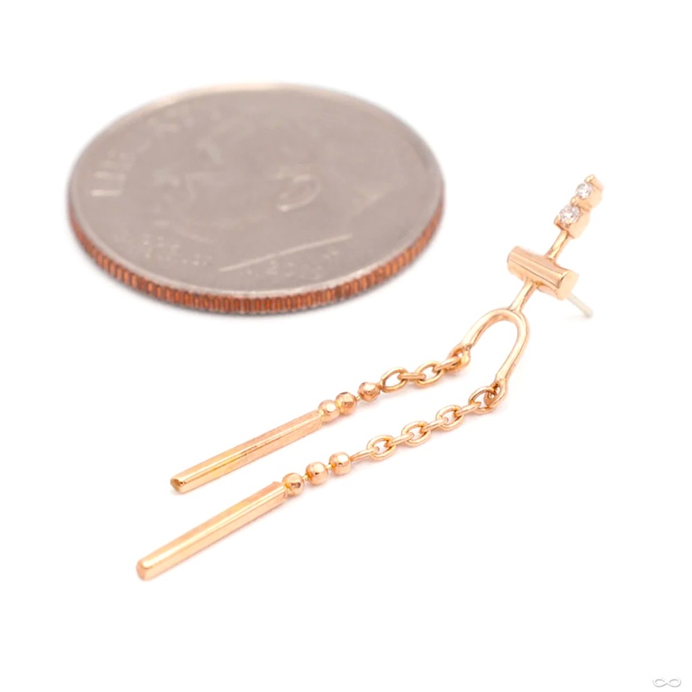 Twin Flame Press-fit End in Yellow Gold from Pupil Hall with diamonds